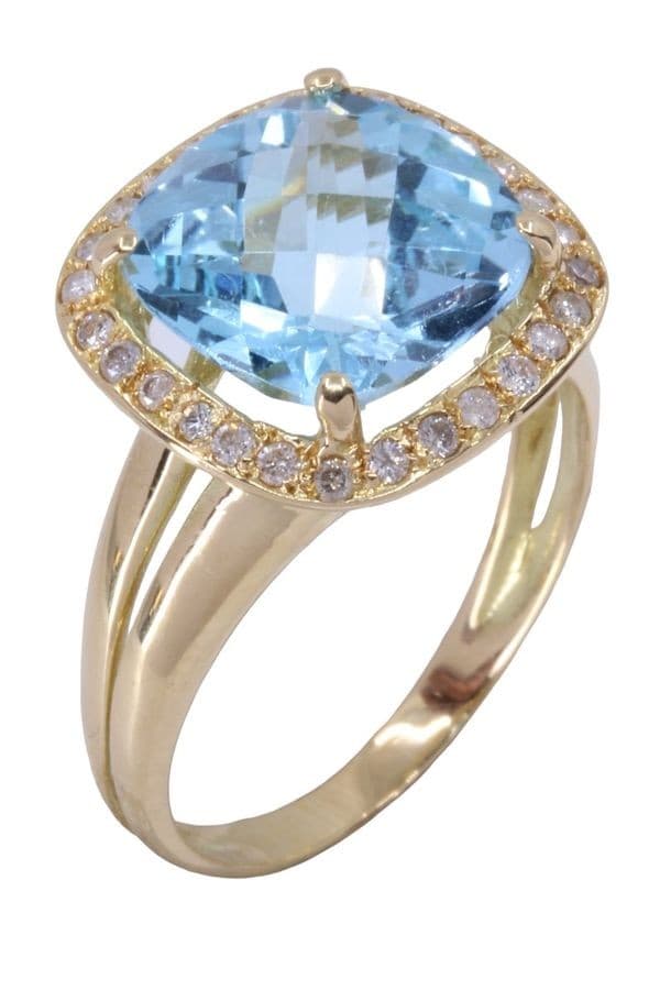 BAGUE MODERNE TOPAZE ET DIAMANTS — vue 5