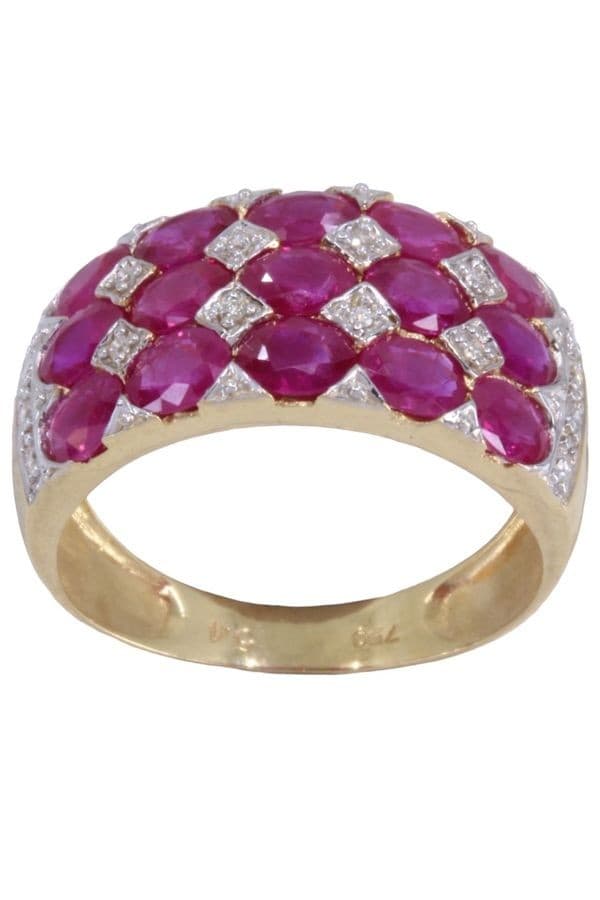 BAGUE MODERNE RUBIS ET DIAMANTS — vue 1