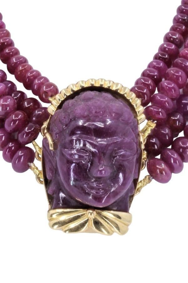 COLLIER 4 RANGS RACINES DE RUBIS — vue 3