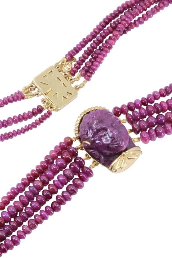 COLLIER 4 RANGS RACINES DE RUBIS — vue 4