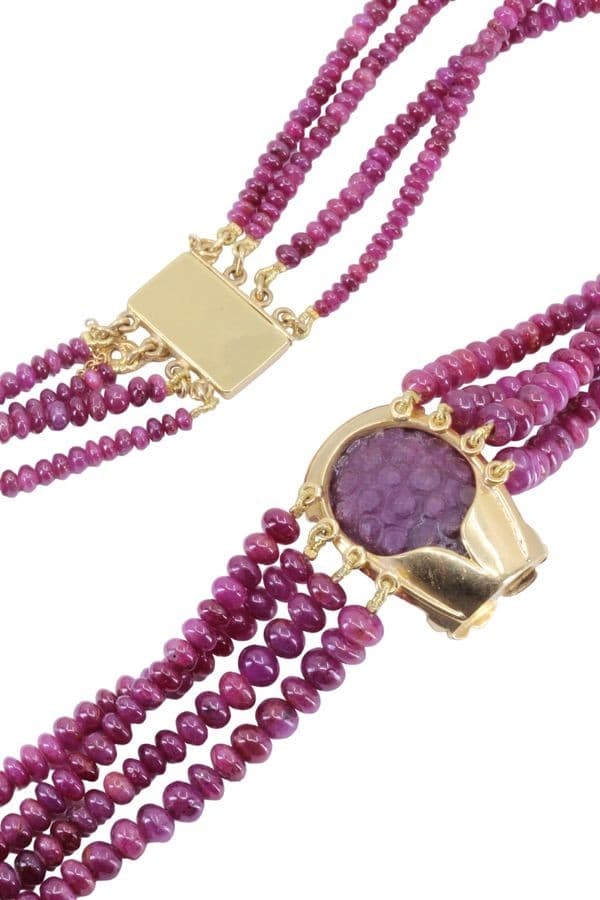 COLLIER 4 RANGS RACINES DE RUBIS — vue 5