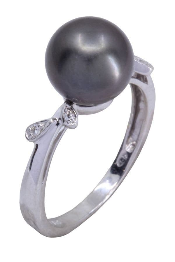 BAGUE PERLE DE TAHITI ET DIAMANTS — vue 4