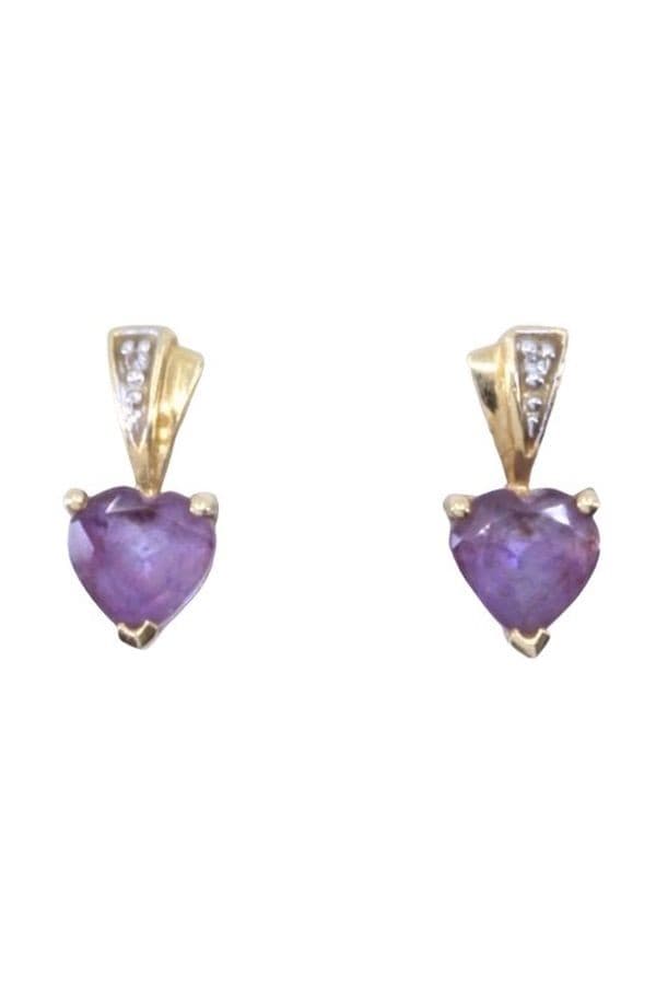 BOUCLES D'OREILLES CŒURS AMÉTHYSTES — vue 1