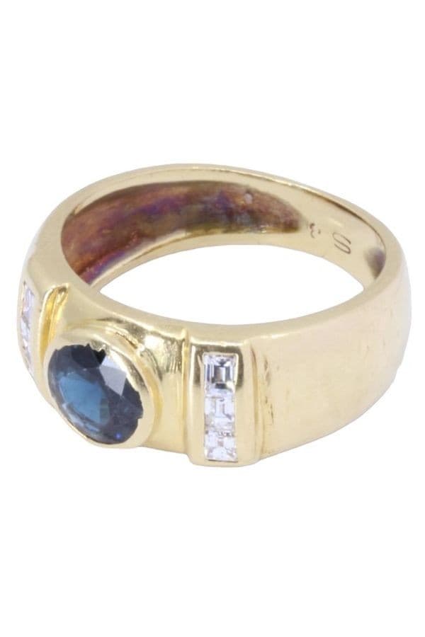 BAGUE JONC SAPHIR ET DIAMANTS — vue 3