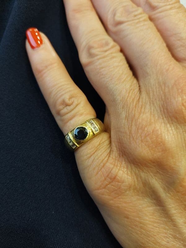 BAGUE JONC SAPHIR ET DIAMANTS — vue 2