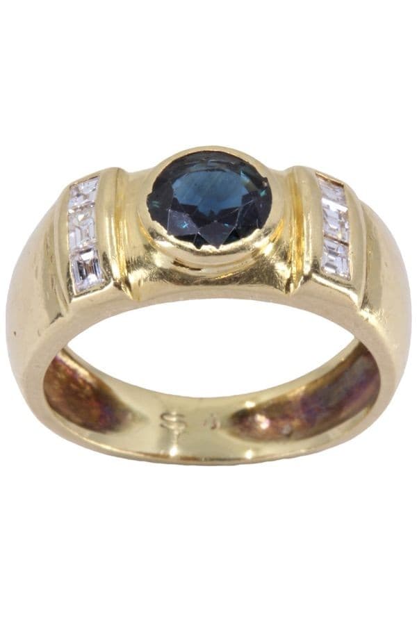 BAGUE JONC SAPHIR ET DIAMANTS — vue 1