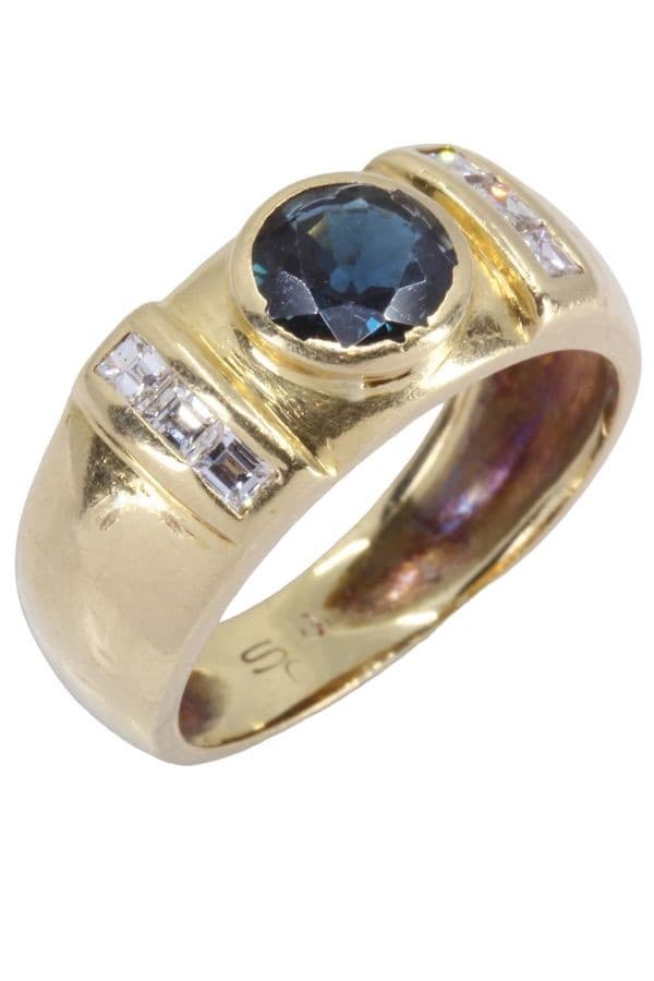 BAGUE JONC SAPHIR ET DIAMANTS — vue 4