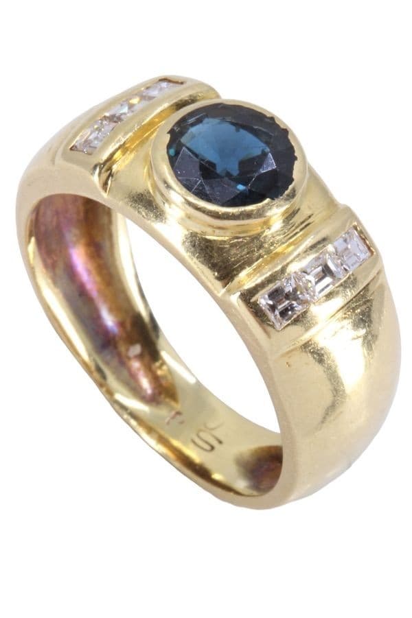 BAGUE JONC SAPHIR ET DIAMANTS — vue 6