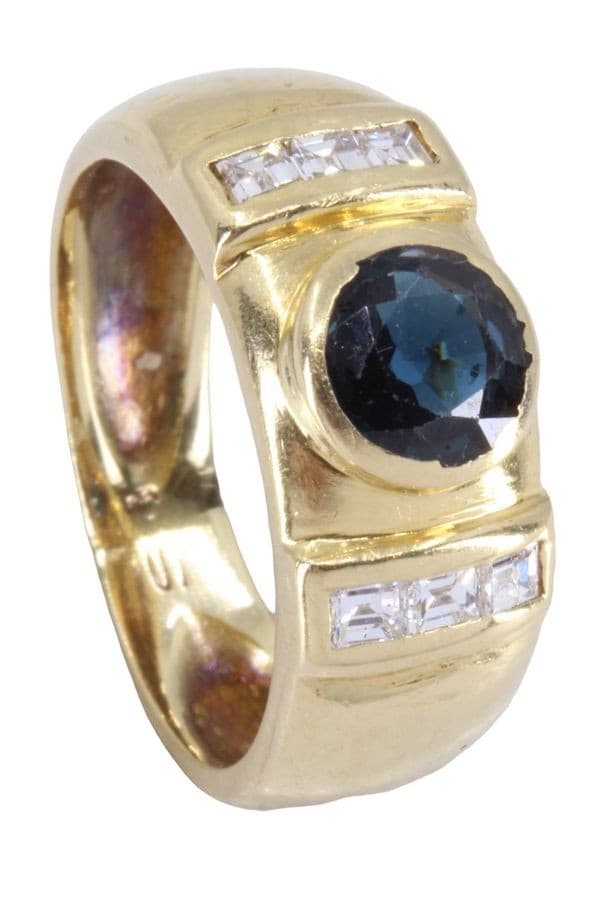 BAGUE JONC SAPHIR ET DIAMANTS — vue 5
