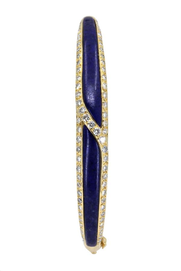 JONC OUVRANT LAPIS LAZULI ET DIAMANTS — vue 1