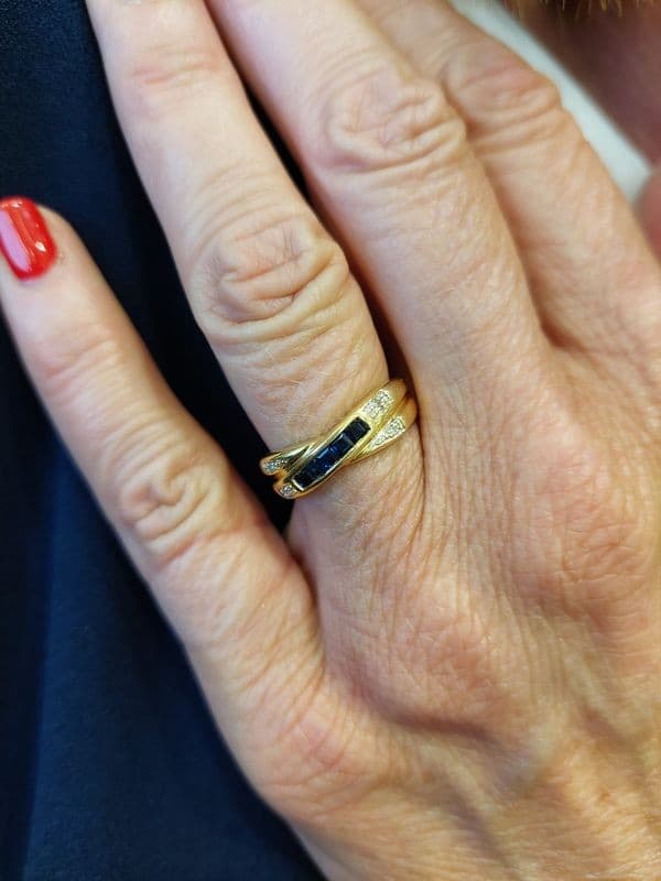 BAGUE SAPHIRS ET DIAMANTS — vue 2