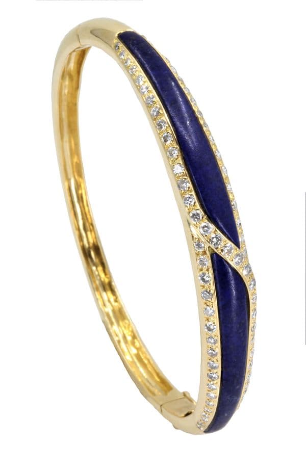 JONC OUVRANT LAPIS LAZULI ET DIAMANTS — vue 2