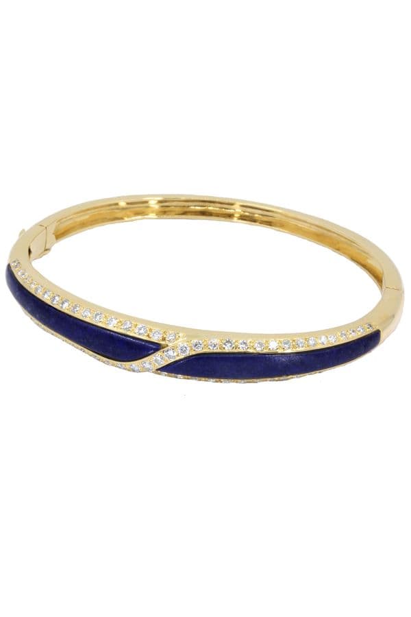 JONC OUVRANT LAPIS LAZULI ET DIAMANTS — vue 3