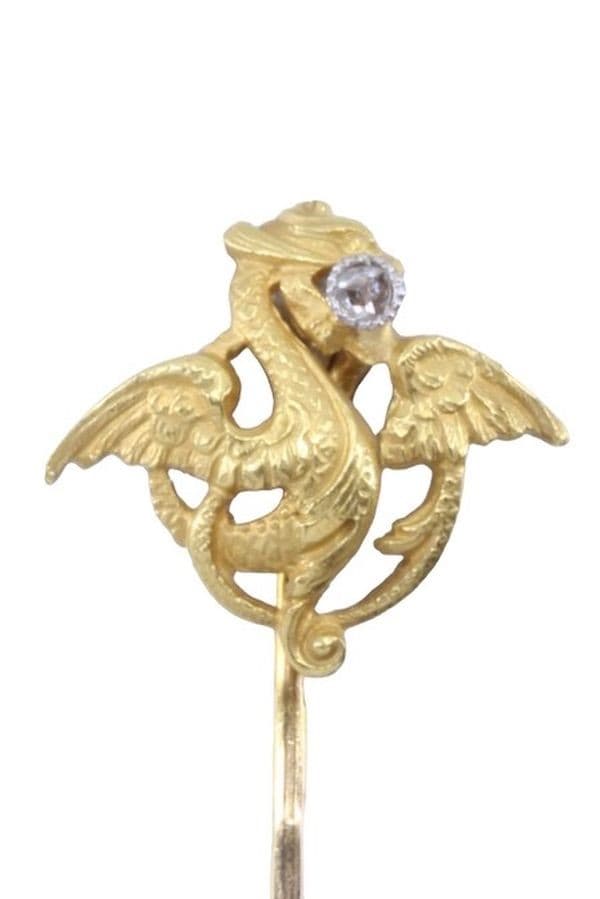 ÉPINGLE ANCIENNE CHIMÈRE DIAMANT — vue 2