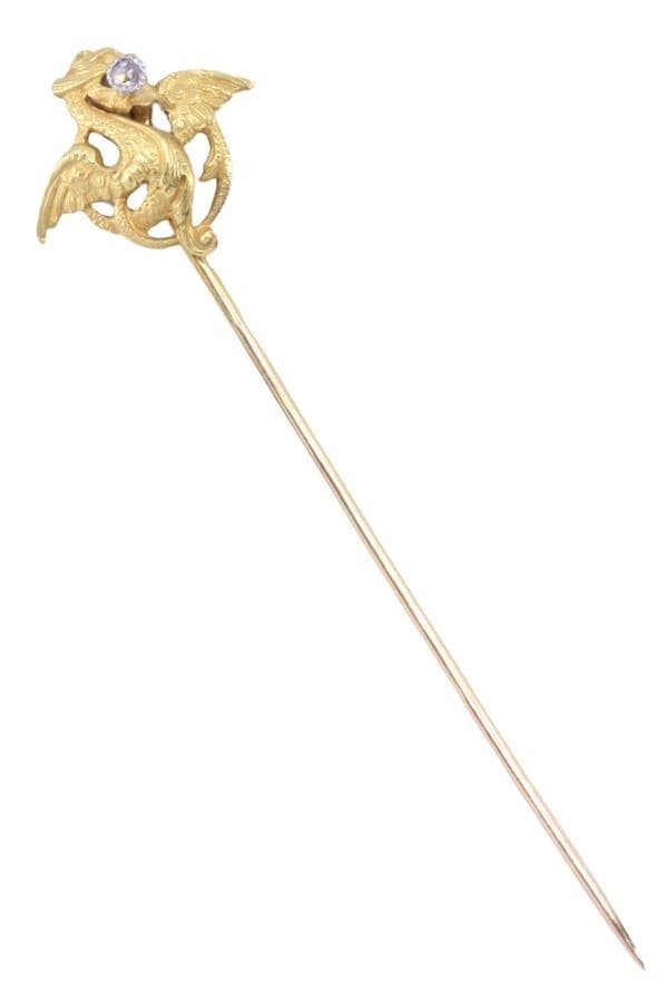 ÉPINGLE ANCIENNE CHIMÈRE DIAMANT — vue 1