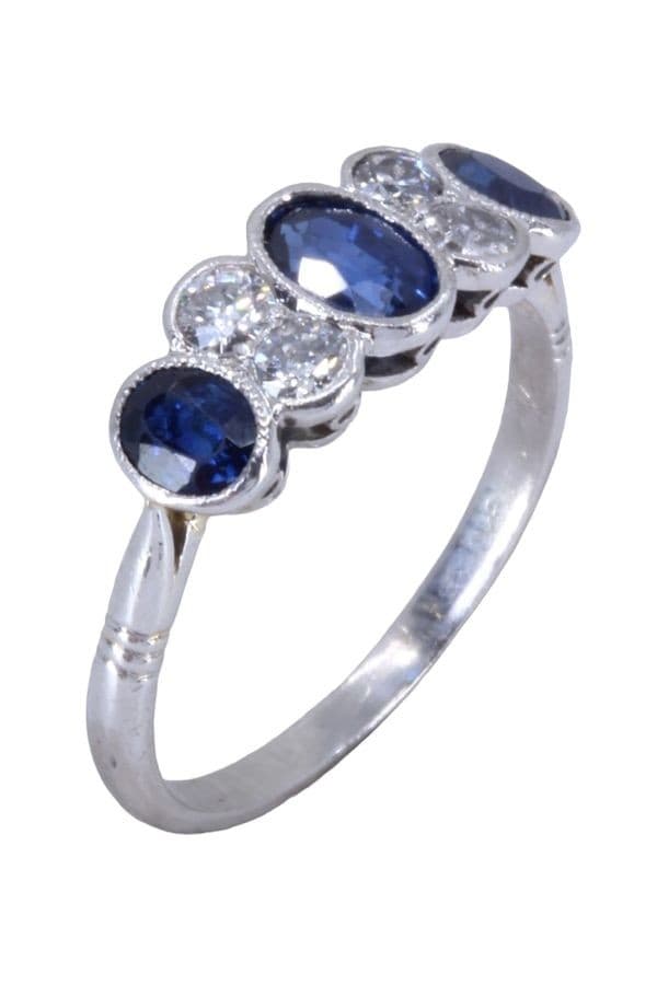 BAGUE ART-DÉCO SAPHIRS ET DAMANTS — vue 4