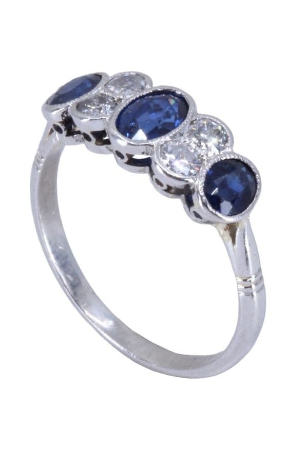 BAGUE ART-DÉCO SAPHIRS ET DAMANTS — vue 6
