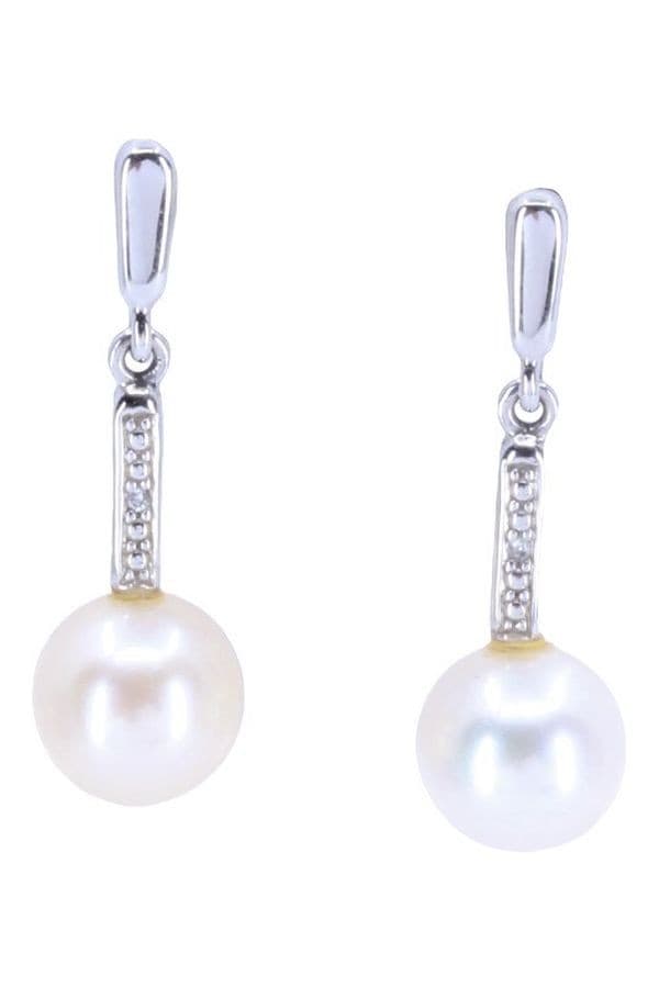 BOUCLES D'OREILLES PENDANTES PERLES ET DIAMANTS — vue 1
