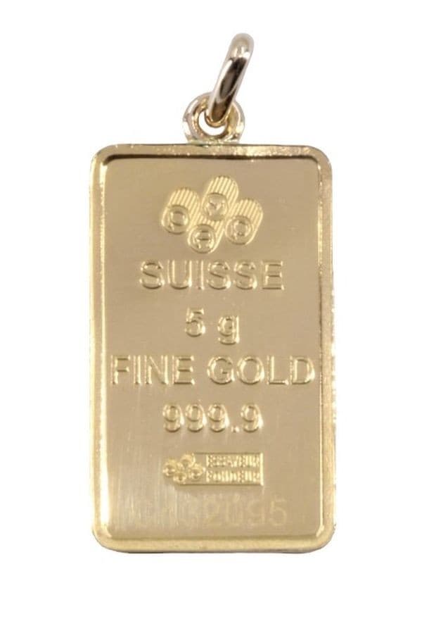 PENDENTIF LINGOTIN 5 GRAMMES "LADY FORTUNA" — vue 1