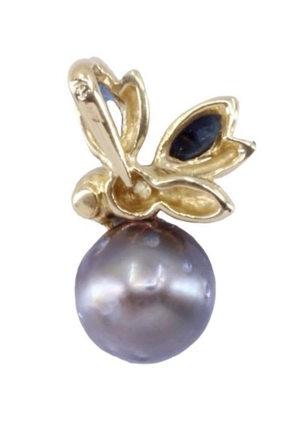 PENDENTIF ABEILLE PERLE DE TAHITI SAPHIRS ET DIAMANT — vue 3