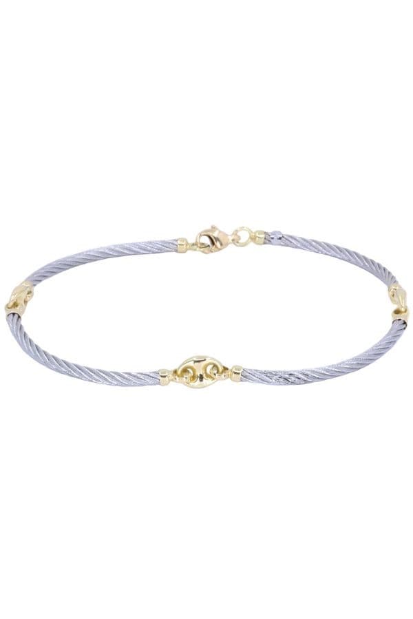 BRACELET  GRAIN DE CAFÉ OR ET ACIER — vue 1