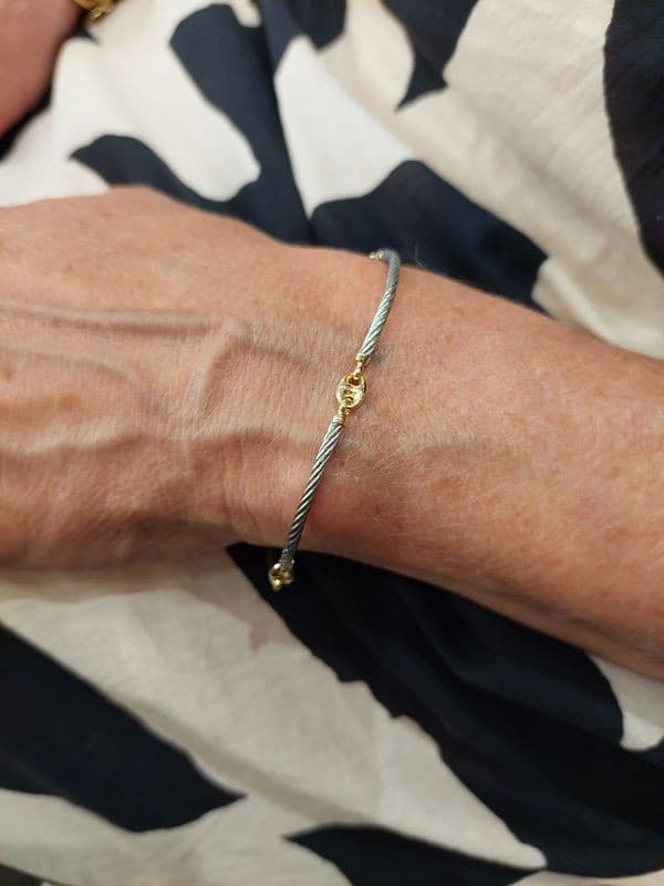 BRACELET  GRAIN DE CAFÉ OR ET ACIER — vue 2