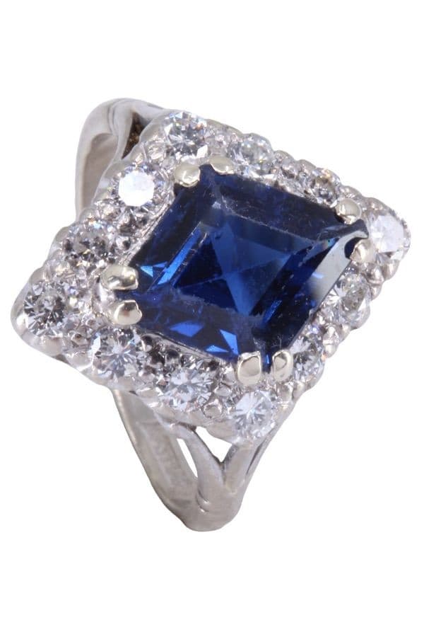 BAGUE SAPHIR ET DIAMANTS ANNÉES 50' — vue 4