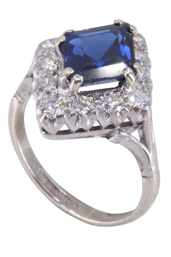 BAGUE SAPHIR ET DIAMANTS ANNÉES 50' — vue 5